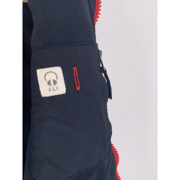 Y2K Abercrombie & Fitch Puffer Vest Large Navy Blue Full Zip Preppy AF Large - Picture 7 of 13